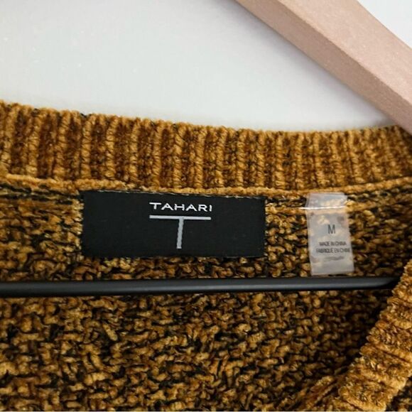 T Tahari Women’s Crewneck Knit‎ Sweater in Mustard Yellow and Black Size Medium - Picture 5 of 9